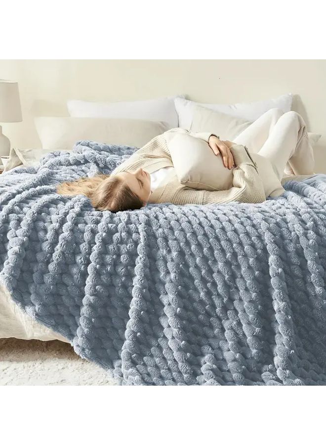 Blue Mink Plush Blanket 59x79 Inches All Season Cozy Soft Throw for Couch Bed Travel - Image 5