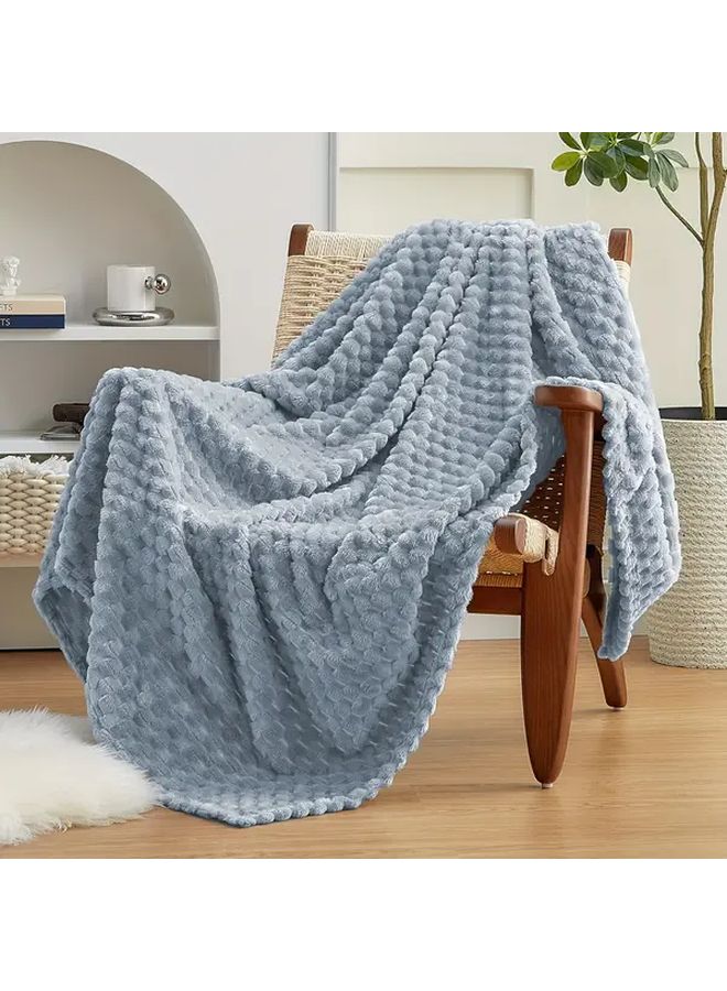 Blue Mink Plush Blanket 59x79 Inches All Season Cozy Soft Throw for Couch Bed Travel - Image 1