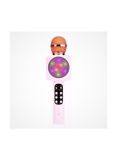 Wireless 4 in 1 Bluetooth Karaoke Microphone Handheld Portable Speaker Machine Home KTV Player with Record Function Compatible with Android and iOS Devices Rose Gold Pink New