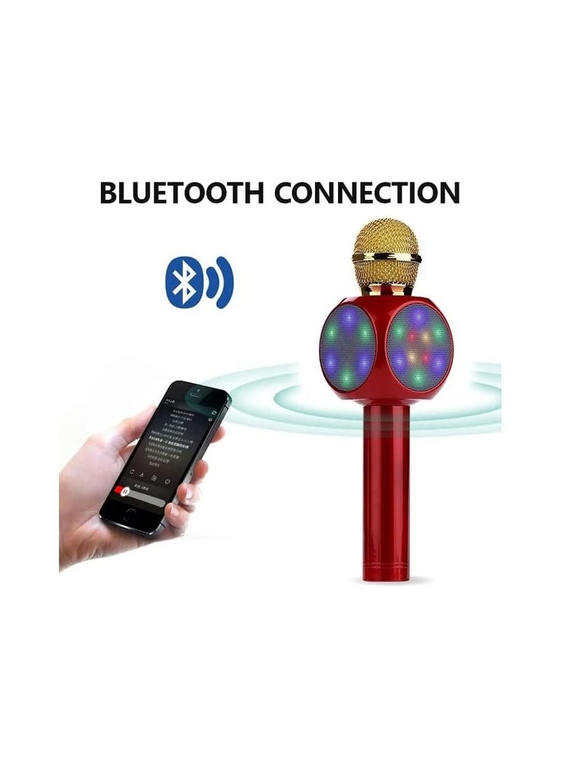 Wireless 4 in 1 Bluetooth Karaoke Microphone Handheld Portable Speaker Machine Home KTV Player with Record Function Compatible with Android and iOS Devices Rose Gold Pink New