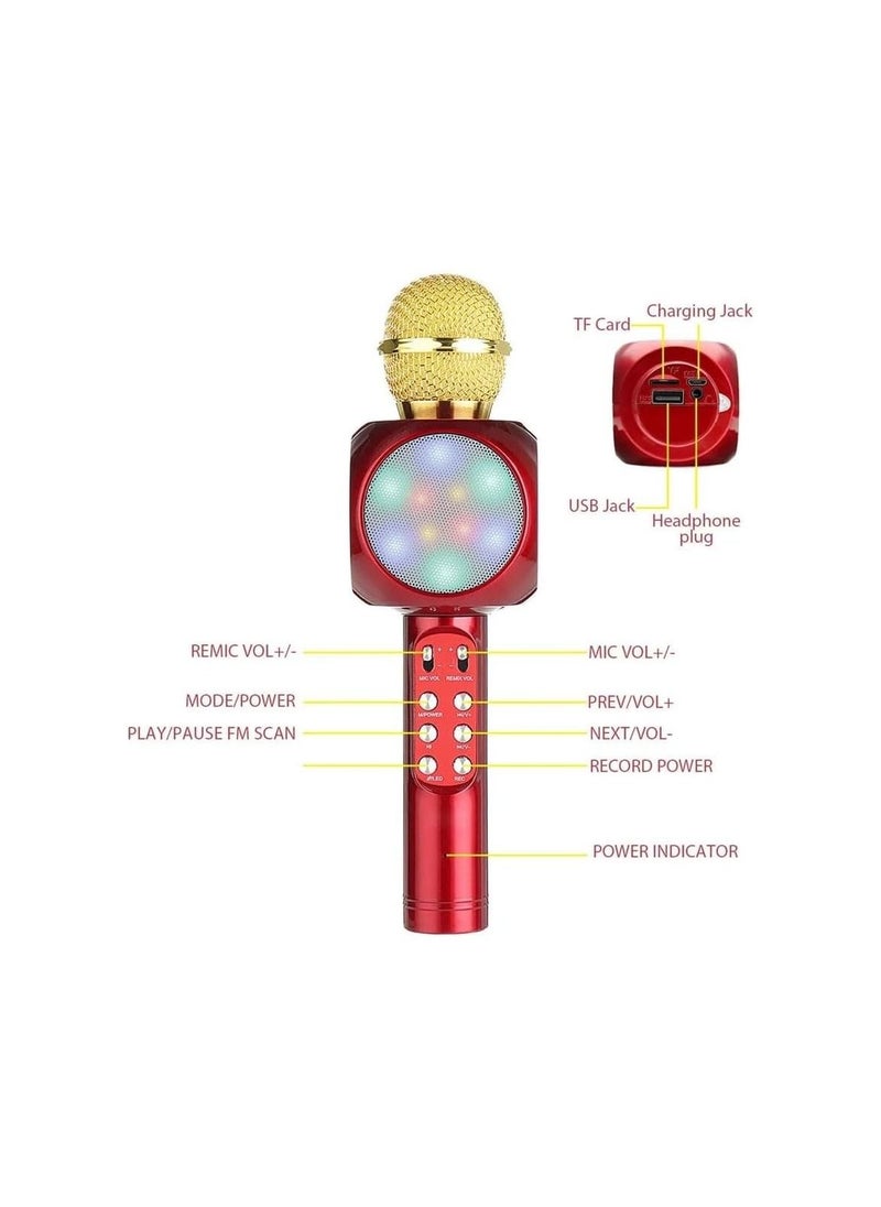 Wireless 4 in 1 Bluetooth Karaoke Microphone Handheld Portable Speaker Machine Home KTV Player with Record Function Compatible with Android and iOS Devices Rose Gold Pink New
