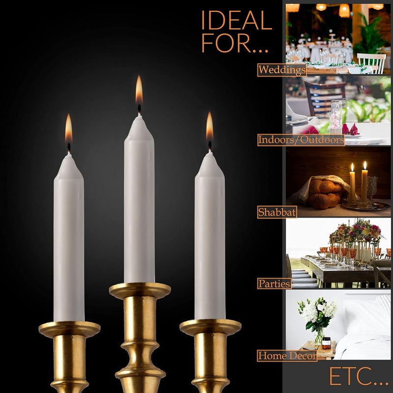 Tribello Straight Beige Candlesticks - Pack of 8 6" Beige Candles - 5 Hour Long Burning Candles for Emergency, Chime, Wedding, and Home Decoration - Image 4
