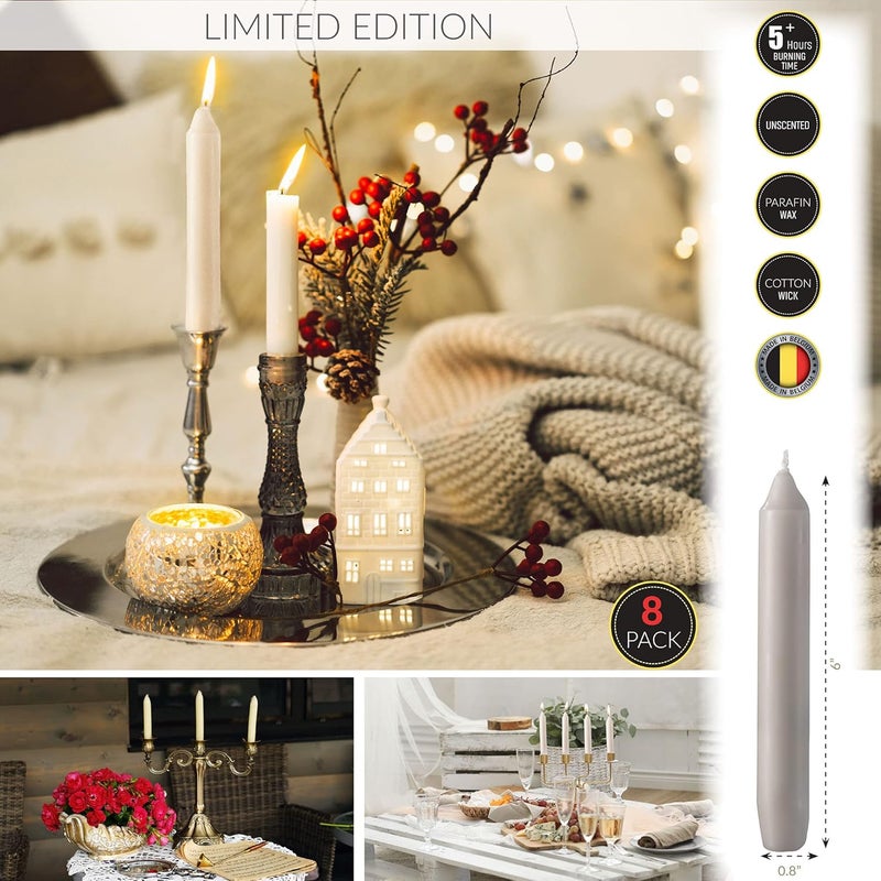 Tribello Straight Beige Candlesticks - Pack of 8 6" Beige Candles - 5 Hour Long Burning Candles for Emergency, Chime, Wedding, and Home Decoration - Image 3