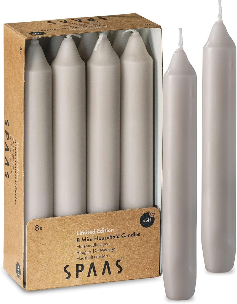 Tribello Straight Beige Candlesticks - Pack of 8 6" Beige Candles - 5 Hour Long Burning Candles for Emergency, Chime, Wedding, and Home Decoration - Image 1