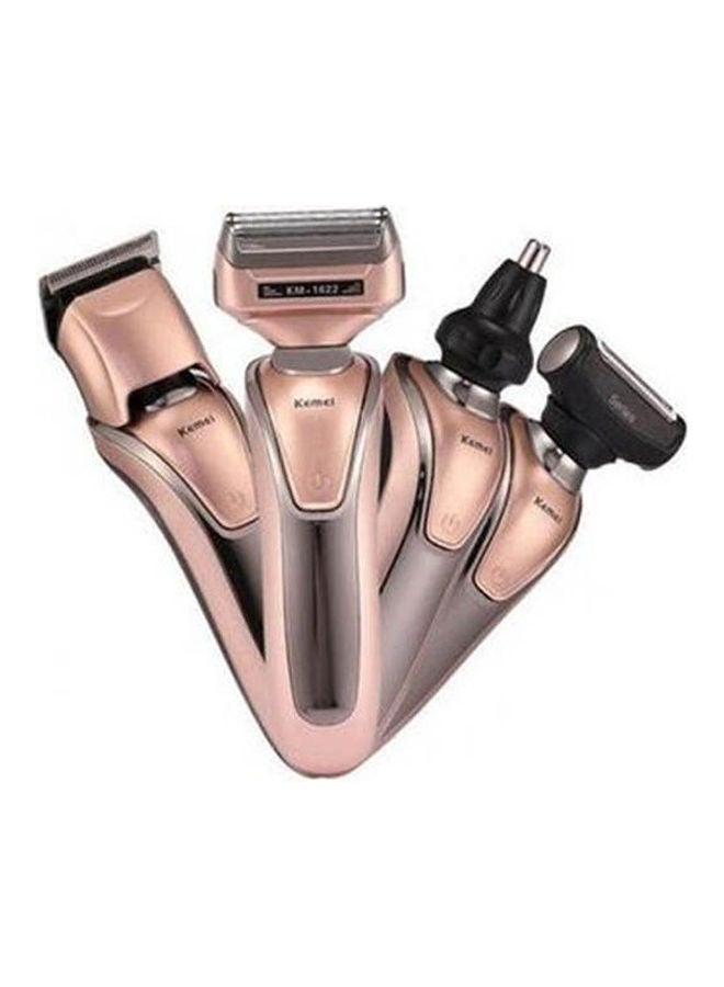 Kemei KM-1622 4 In 1 Multifunctional Rechargeable Shaver Gold - Image 1