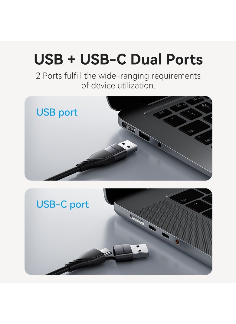 VENTION Vention USB-C + USB-A to HDMI Adapter 0.15M Gray Aluminium Alloy Type  - Image 2
