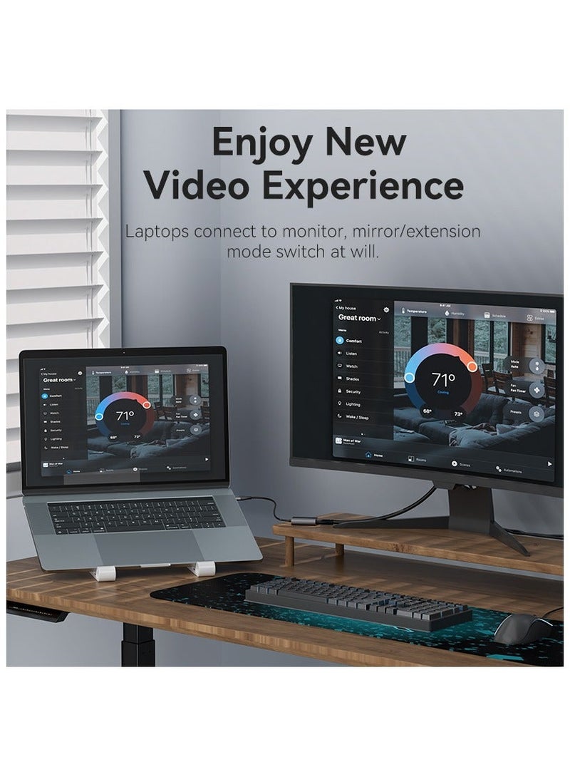 Vention USB C + USB A to HDMI Adapter 1080P@60Hz HD Display Dual Interface – 0.15M Gray Aluminum Alloy Portable & Durable – Compatible with Windows & macOS - Image 5