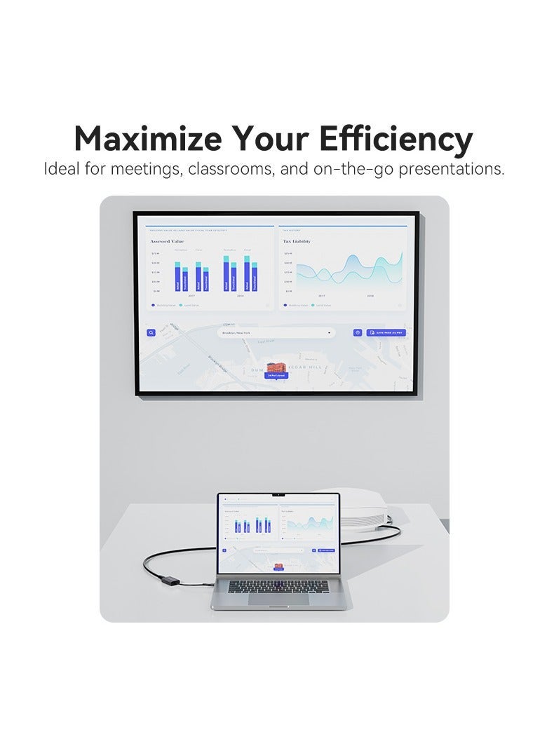 Vention USB C + USB A to HDMI Adapter 1080P@60Hz HD Display Dual Interface – 0.15M Gray Aluminum Alloy Portable & Durable – Compatible with Windows & macOS - Image 4