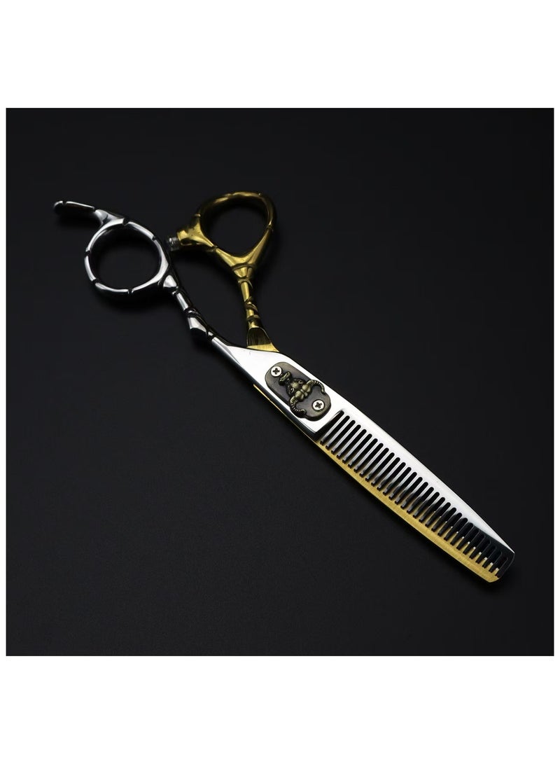Generic NEPURLson Professional Hairdressing Scissors Bull Head Style Flat Scissors Thinning Scissors Set Color 6 Inch  - Image 5