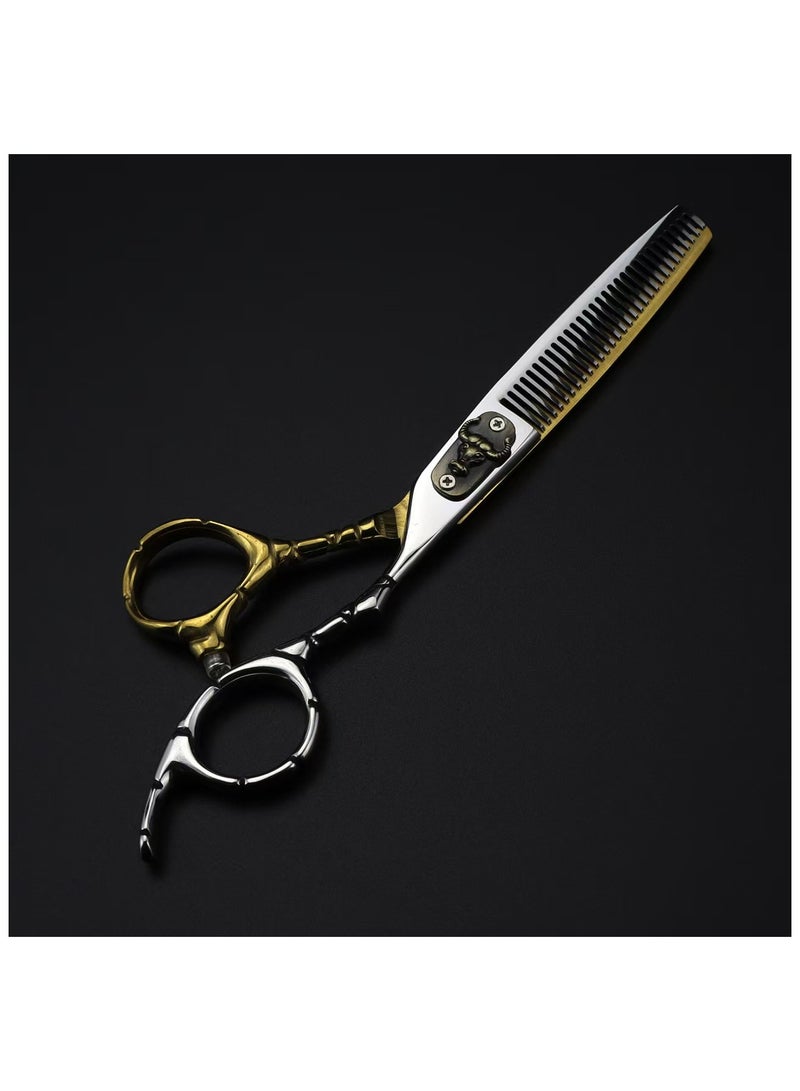 Generic NEPURLson Professional Hairdressing Scissors Bull Head Style Flat Scissors Thinning Scissors Set Color 6 Inch  - Image 4