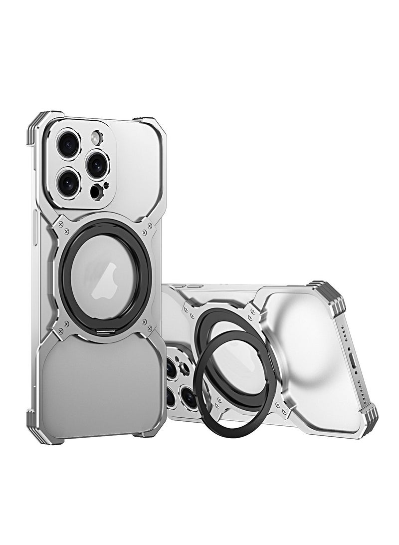 General Magnetic metal phone case for iPhone 16ProMax/16Pro Robot Arm Bracket Borderless 360 Degree Bracket 