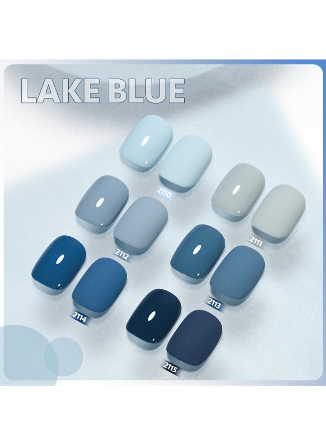 GAOY Blue Navy Gel Nail Polish Set 6 Colors Nude Gray Baby Blue Soak Off UV Light Cure Gel Polish Kit for Salon and Nail Art DIY at Home - Image 4