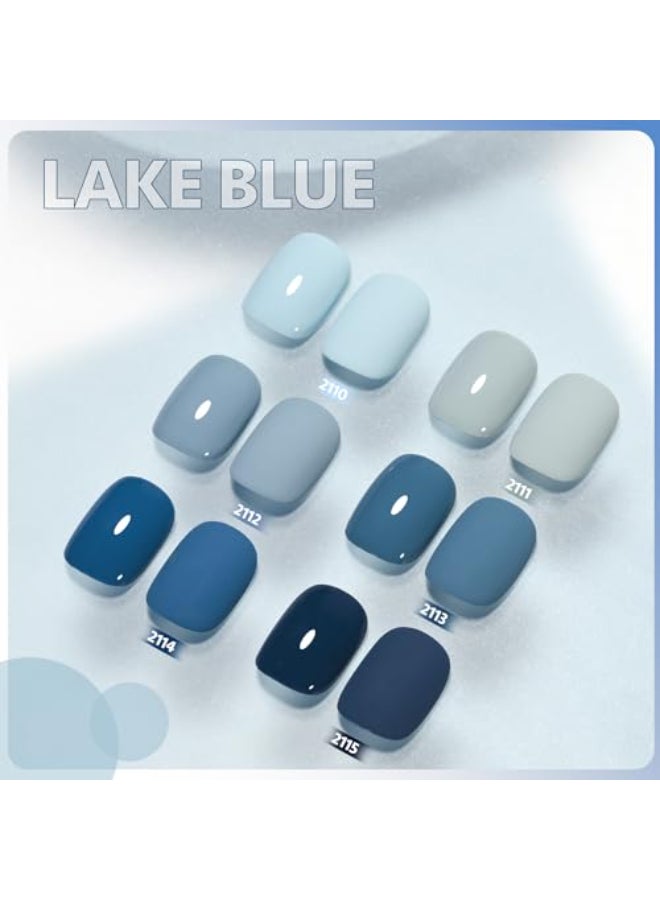 GAOY Blue Navy Gel Nail Polish Set 6 Colors Nude Gray Baby Blue Soak Off UV Light Cure Gel Polish Kit for Salon and Nail Art DIY at Home - Image 3