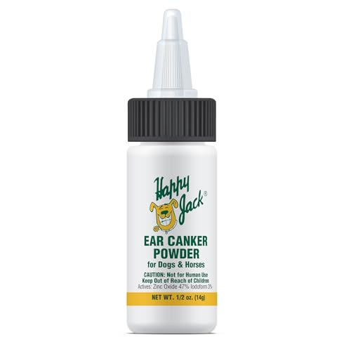 HAPPY JACK Ear Canker Powder (0.5 oz) Dog Ear Powder for Infections, Made in USA, Helps Allergies, Polyps, Overproduction of Wax - Image 1