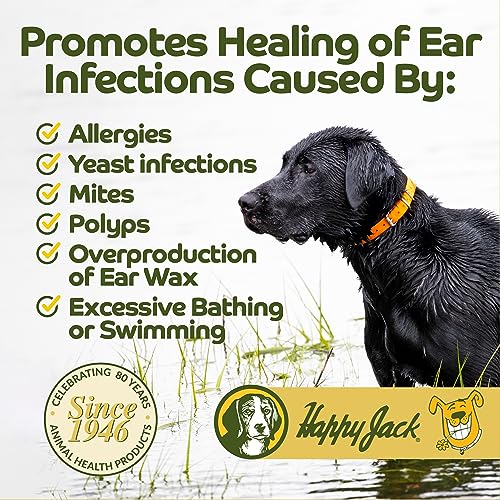 HAPPY JACK Ear Canker Powder (0.5 oz) Dog Ear Powder for Infections, Made in USA, Helps Allergies, Polyps, Overproduction of Wax - Image 3