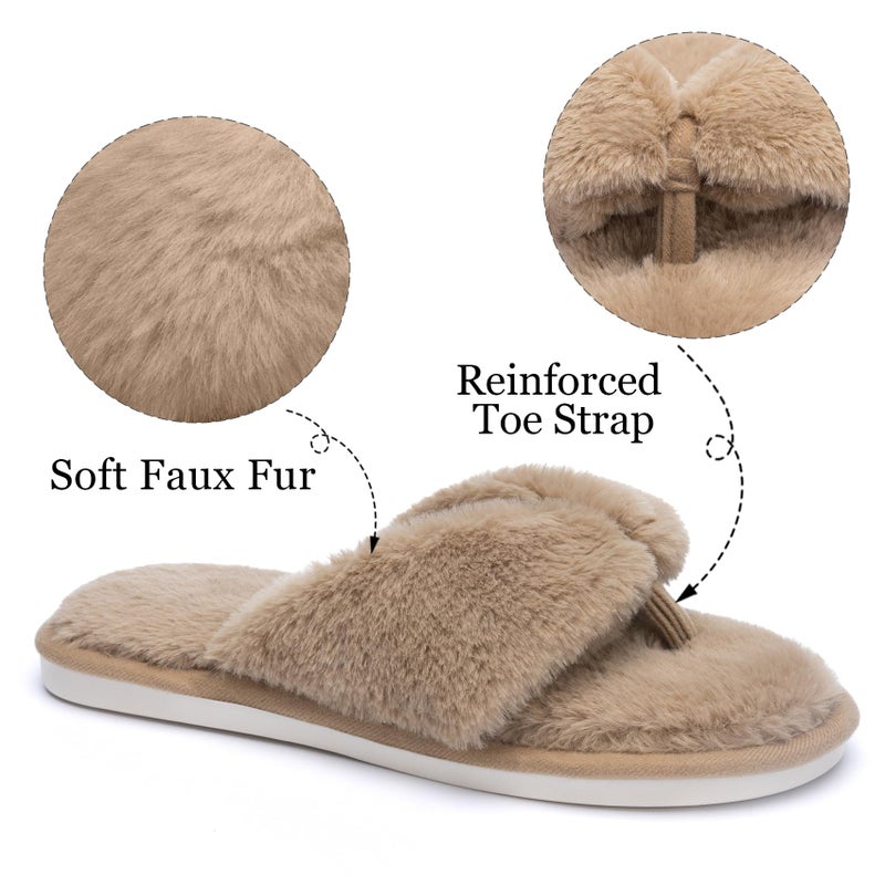 MAXTOP Fluffy House Slippers for Women Open Toe Cute Memory Foam Flip Flop Slippers Indoor Outdoor Soft Slides Shoes - Image 4
