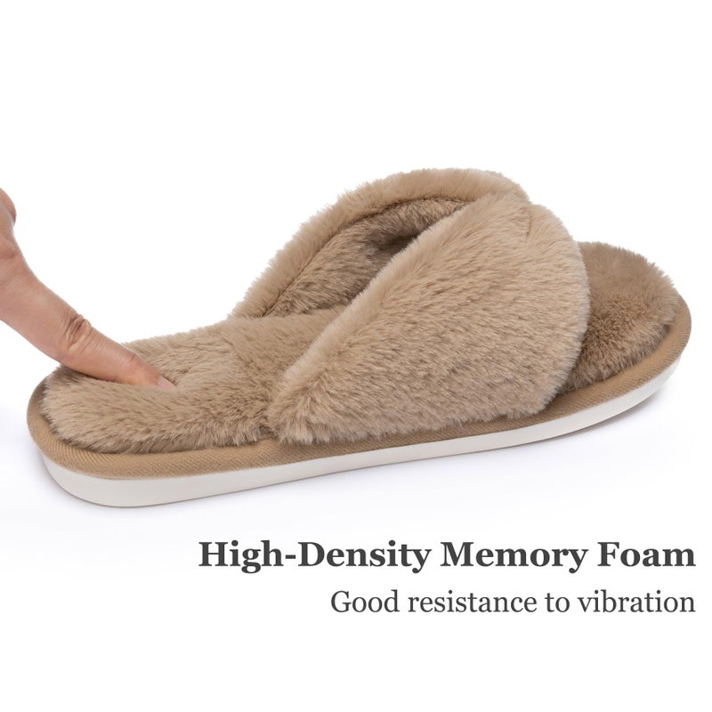 MAXTOP Fluffy House Slippers for Women Open Toe Cute Memory Foam Flip Flop Slippers Indoor Outdoor Soft Slides Shoes - Image 5