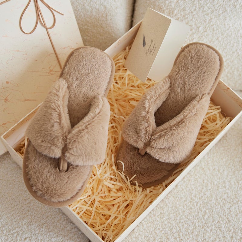 MAXTOP Fluffy House Slippers for Women Open Toe Cute Memory Foam Flip Flop Slippers Indoor Outdoor Soft Slides Shoes - Image 3