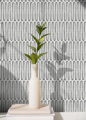 NuWallpaper Porter Charcoal Peel and Stick Wallpaper Charcoal Patterned Removable Contact Paper for Walls Self Adhesive Wall Covering for Bedroom Living Room Accent Wall - Image 3