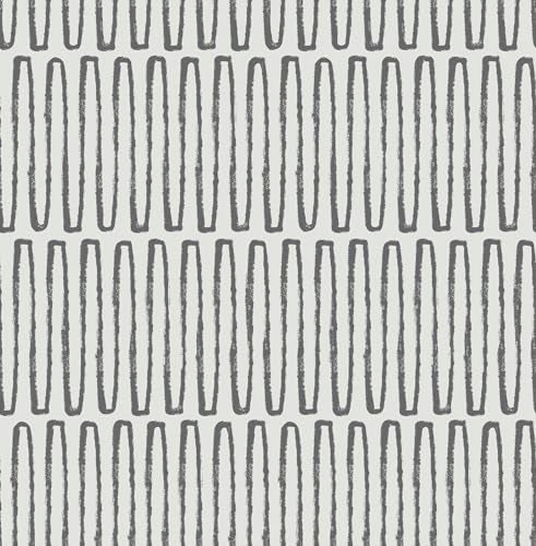NuWallpaper Porter Charcoal Peel and Stick Wallpaper Charcoal Patterned Removable Contact Paper for Walls Self Adhesive Wall Covering for Bedroom Living Room Accent Wall - Image 1