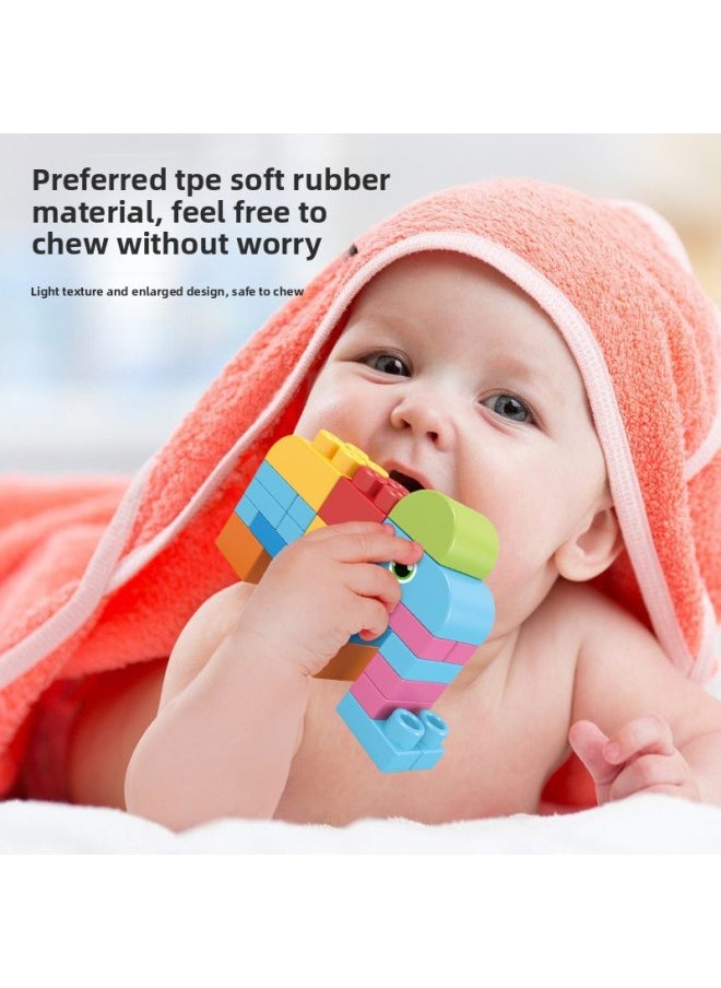 Children's Soft Rubber DIY Assembling Building Blocks Toy Soft Rubber Large Particle Building Blocks Early Education Educational Teether Toy-Color:Large Particle Soft Rubber Building Blocks (22PCS)  - Image 4