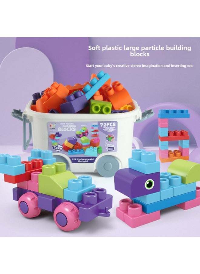 Children's Soft Rubber DIY Assembling Building Blocks Toy Soft Rubber Large Particle Building Blocks Early Education Educational Teether Toy-Color:Large Particle Soft Rubber Building Blocks (22PCS)  - Image 2