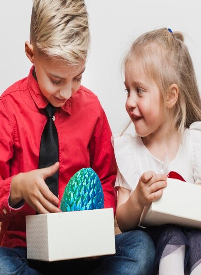 AUMEILLER 3D Printed Dragon,Easter Eggs,Easter Basket Stuffers for Teens,3D Printed Dragon with Egg,Fidget Eggs Gift for Kid,Easter Gifts for Boys Gorls(Laser Blue Green) - Image 4