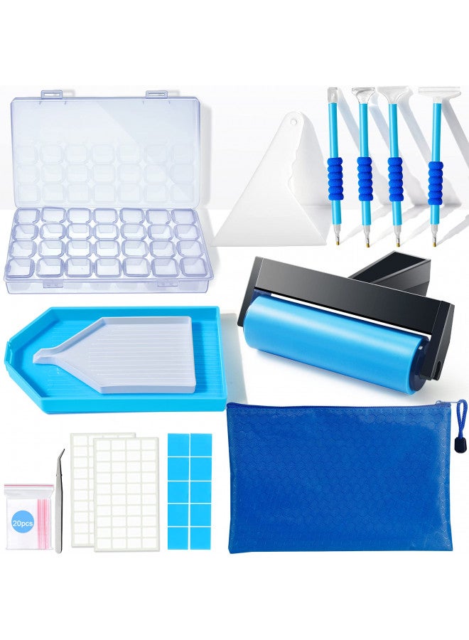 Suptikes Diamond Painting Accessories,Diamond Painting Tools with Cute Blue Roller and Diamond Embroidery Box for DIY Diamond Painting Art - Image 1