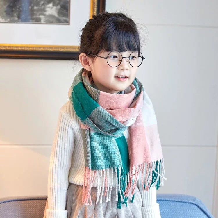 Children'S Plaid Scarf Baby Cashmere Thin Scarf Boys' Korean Style Scarf Girls' Scarf Kids Trendy - Image 3