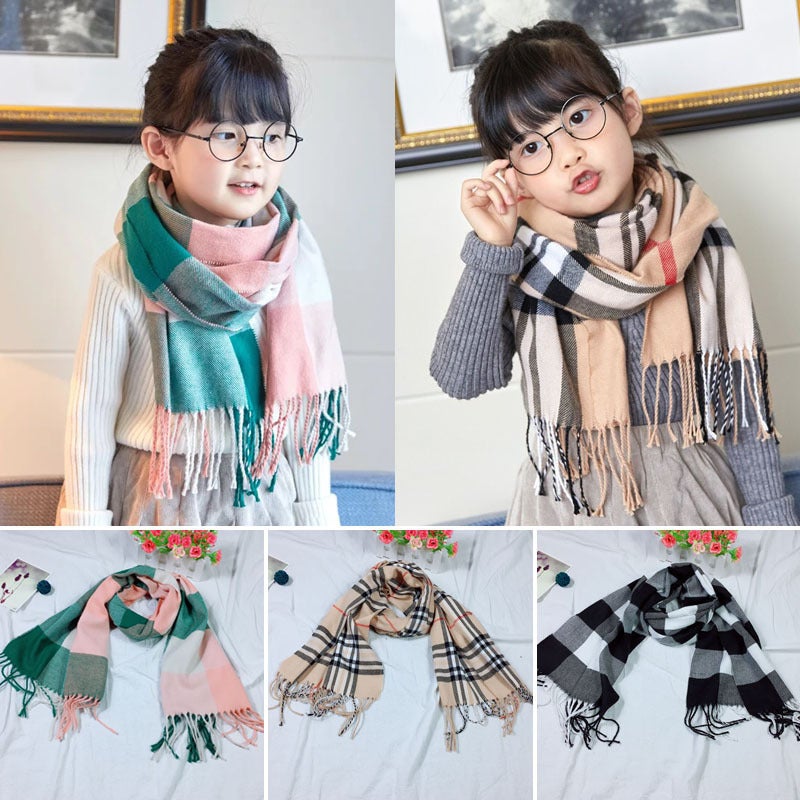 Children'S Plaid Scarf Baby Cashmere Thin Scarf Boys' Korean Style Scarf Girls' Scarf Kids Trendy - Image 2