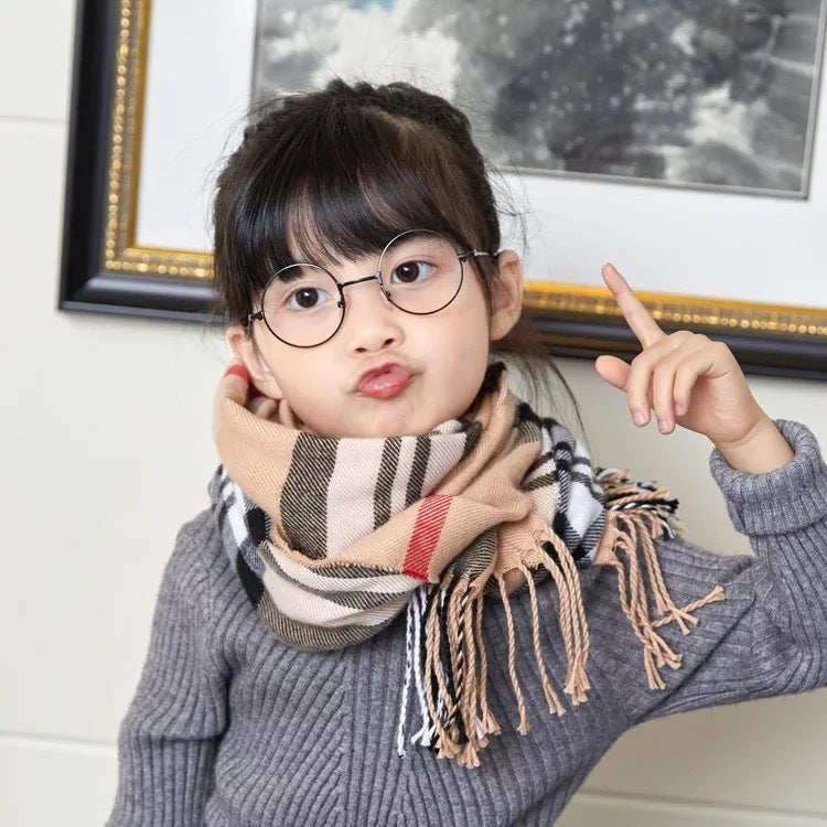 Children'S Plaid Scarf Baby Cashmere Thin Scarf Boys' Korean Style Scarf Girls' Scarf Kids Trendy - Image 4