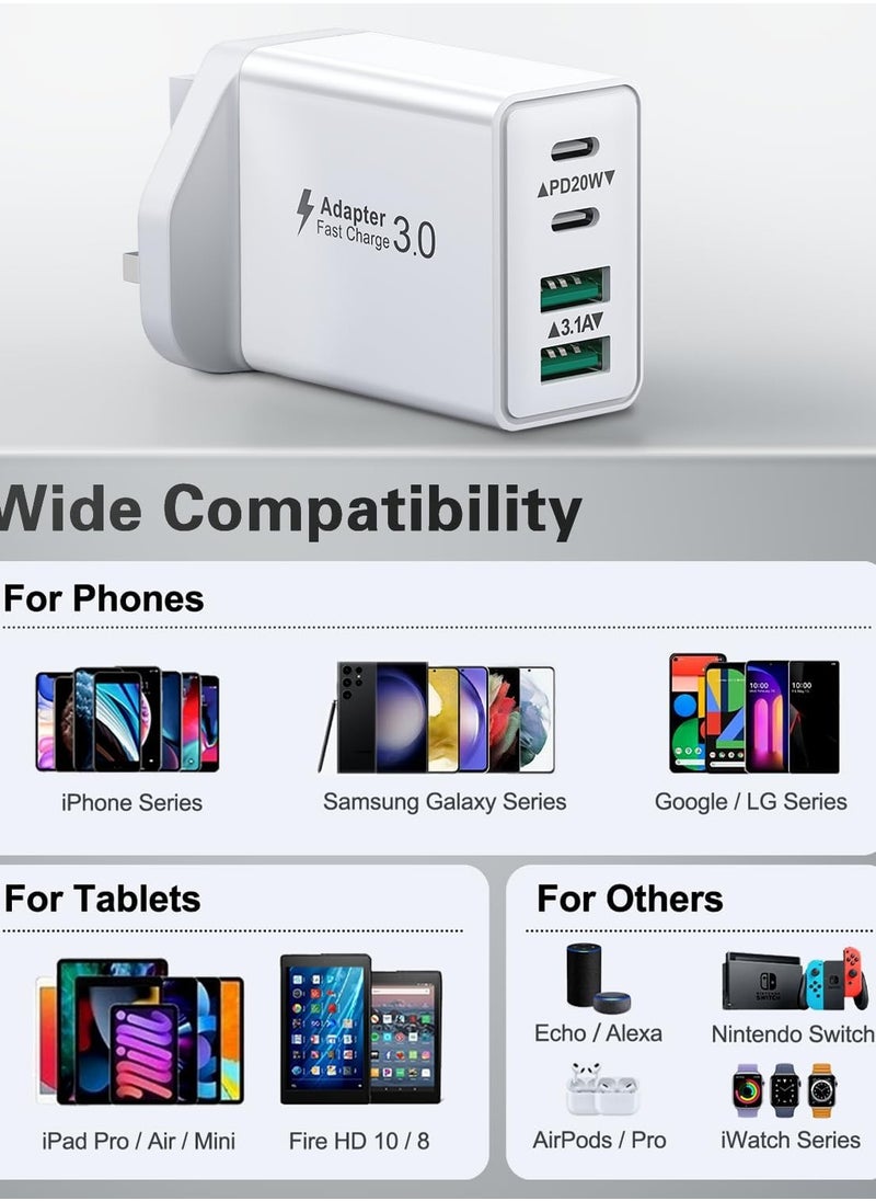 ELTRAZONE USB C Plug Fast Charge, 40W Multi USB Plug Fast Charger UK Charging Plug for iPhone 16, 15, 14, 13, 12, 11 Pro Max Plus X XS XR, Samsung, Multiport USB Wall Plug Dual USB-C Power Adapter Type C Charger Head  - Image 5