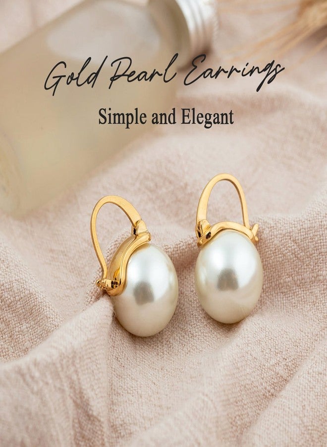 Kesaplan Pearl Earrings for Women Girls 14K Gold Plated Hypoallergenic Pearl Earrings 5A Cubic Zirconia Dangle Earrings Elegant Jewelry for Gifts - Image 5