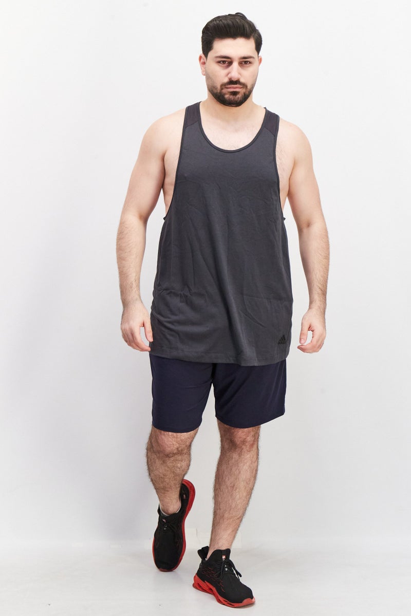 Adidas قميص يوغا رياضي بدون أكمام للرجال، رمادي غامق - Image 3