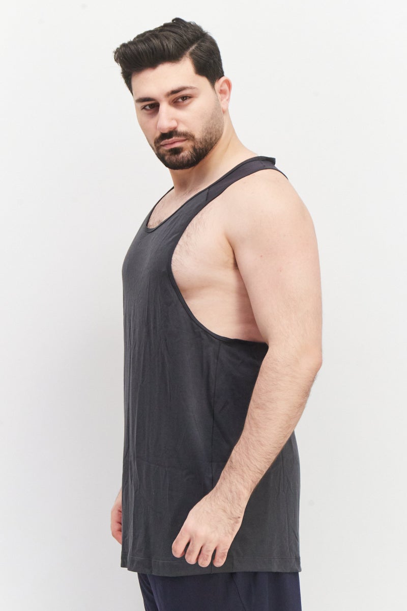 Adidas قميص يوغا رياضي بدون أكمام للرجال، رمادي غامق - Image 4