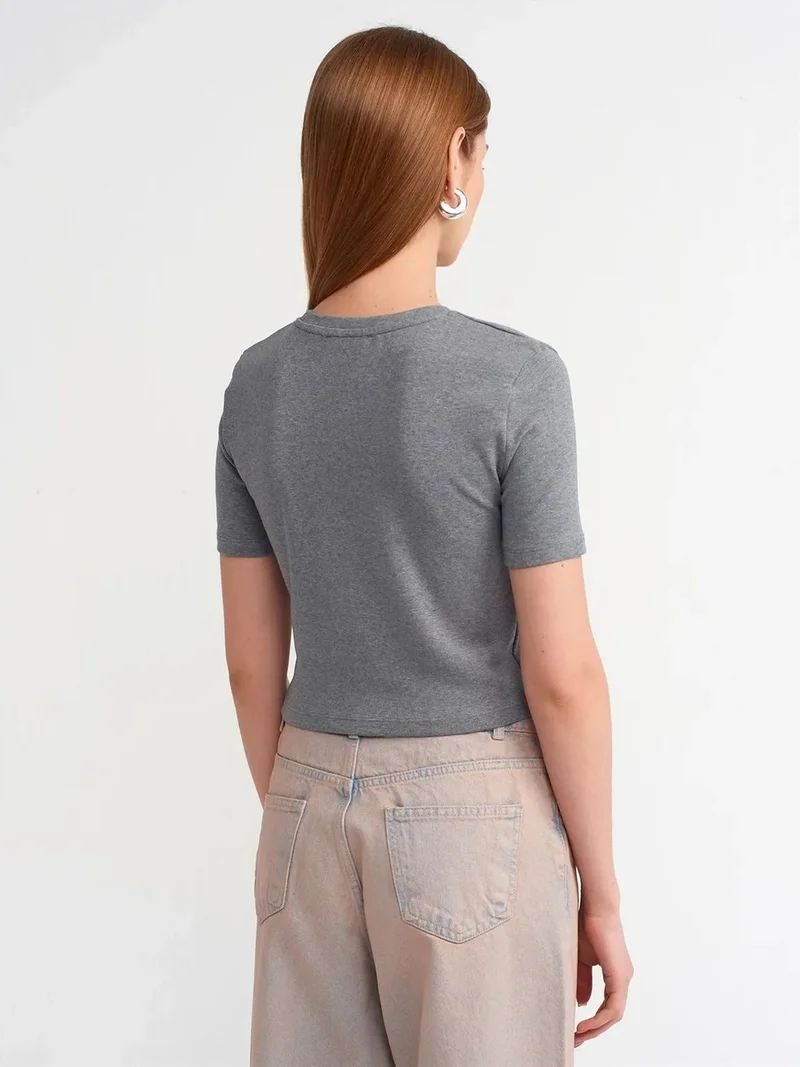 ديلفين Dilvin Women's Slim Fit Crop T-Shirt