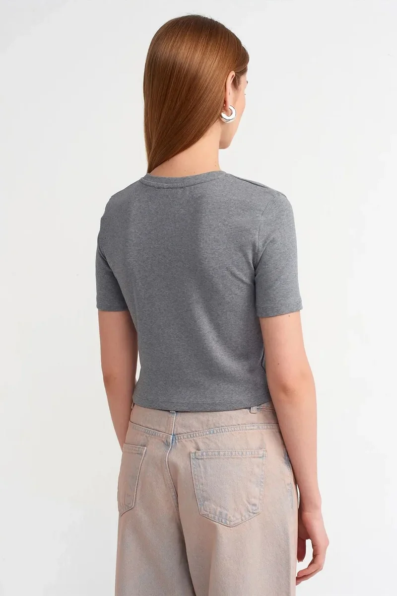 Dilvin Grey DILVIN Women's Slim Fit Crop T-Shirt for Women | Best Price UAE