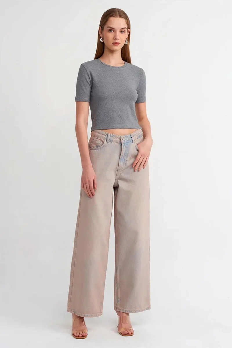 Dilvin Grey DILVIN Women's Slim Fit Crop T-Shirt for Women | Best Price UAE