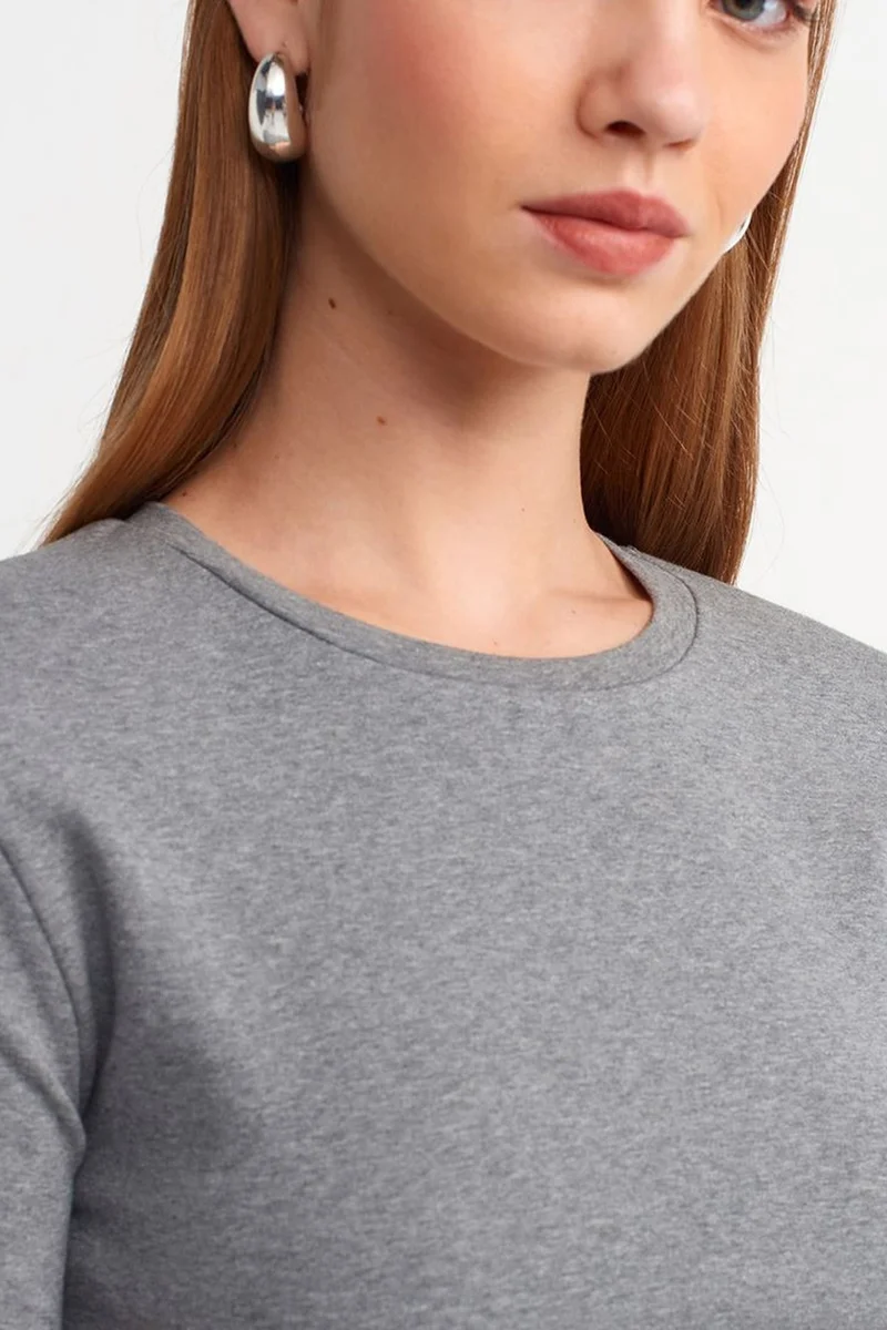 Dilvin Grey DILVIN Women's Slim Fit Crop T-Shirt for Women | Best Price UAE