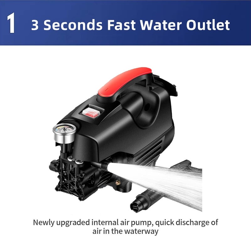 Favarey 2000W Electric High Pressure Washer, Power Washer with Hose, Detachable Water Gun, Electric Pressure Washer for Cleaning Cars, Fences, Pool, Patios - Image 2