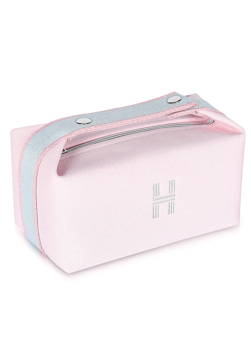 Y&D Makeup Bags, Large Capacity Travel Cosmetic Bag, Fashion Portable Canvas Bag with Handle and Divider, Organizer for Women (Pink) - Image 1