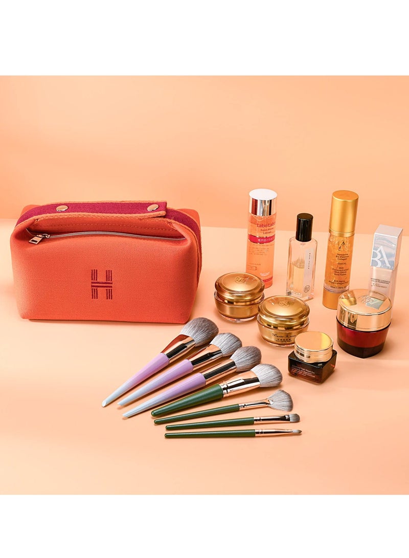 Y&D Makeup Bags, Large Capacity Travel Cosmetic Bag, Fashion Portable Canvas Bag with Handle and Divider, Organizer for Women (Pink) - Image 4