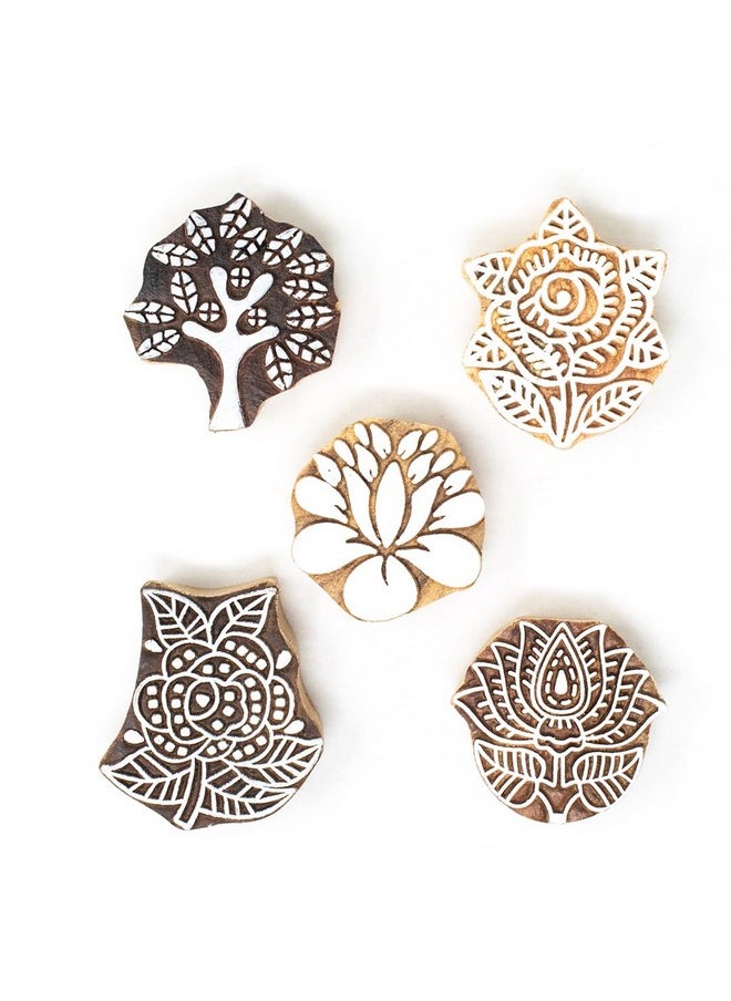 Hashcart | Set Of 5 | Wooden Stamp Block, Printing Stamp Design Set | Block For Printing Saree Border | Dresses, Craft Card Making, Scrapbook, Clay Pottery  - Image 2