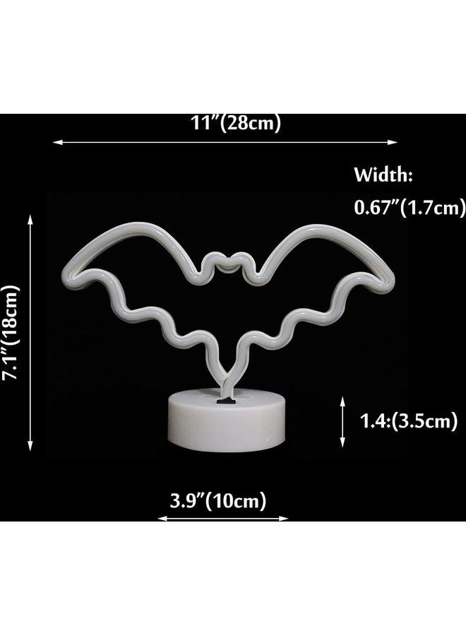Neon Sign LED Bat Shape Light with Holder Base for Room Decor Blue 28 x 10 x 18cm - Image 3