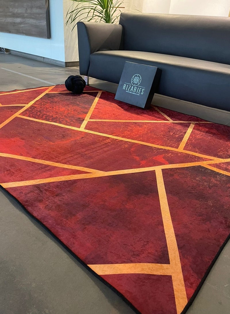 RIZARIES Maroon & Gold Centerpiece Rug, Fabric, Rectangle - Image 4