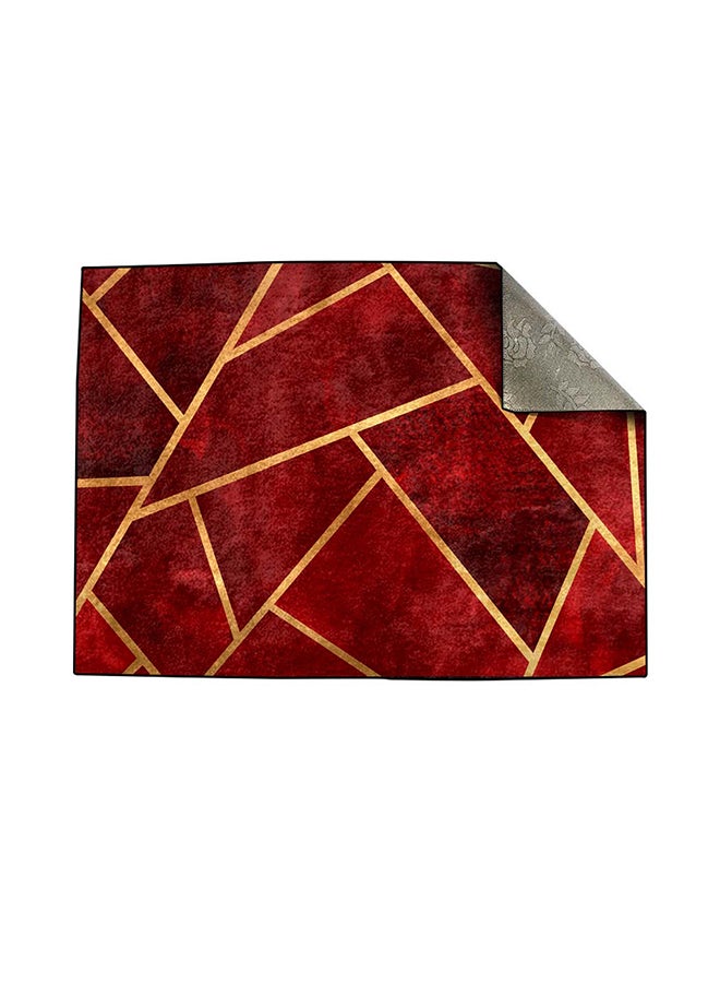 RIZARIES Maroon & Gold Centerpiece Rug, Fabric, Rectangle - Image 2