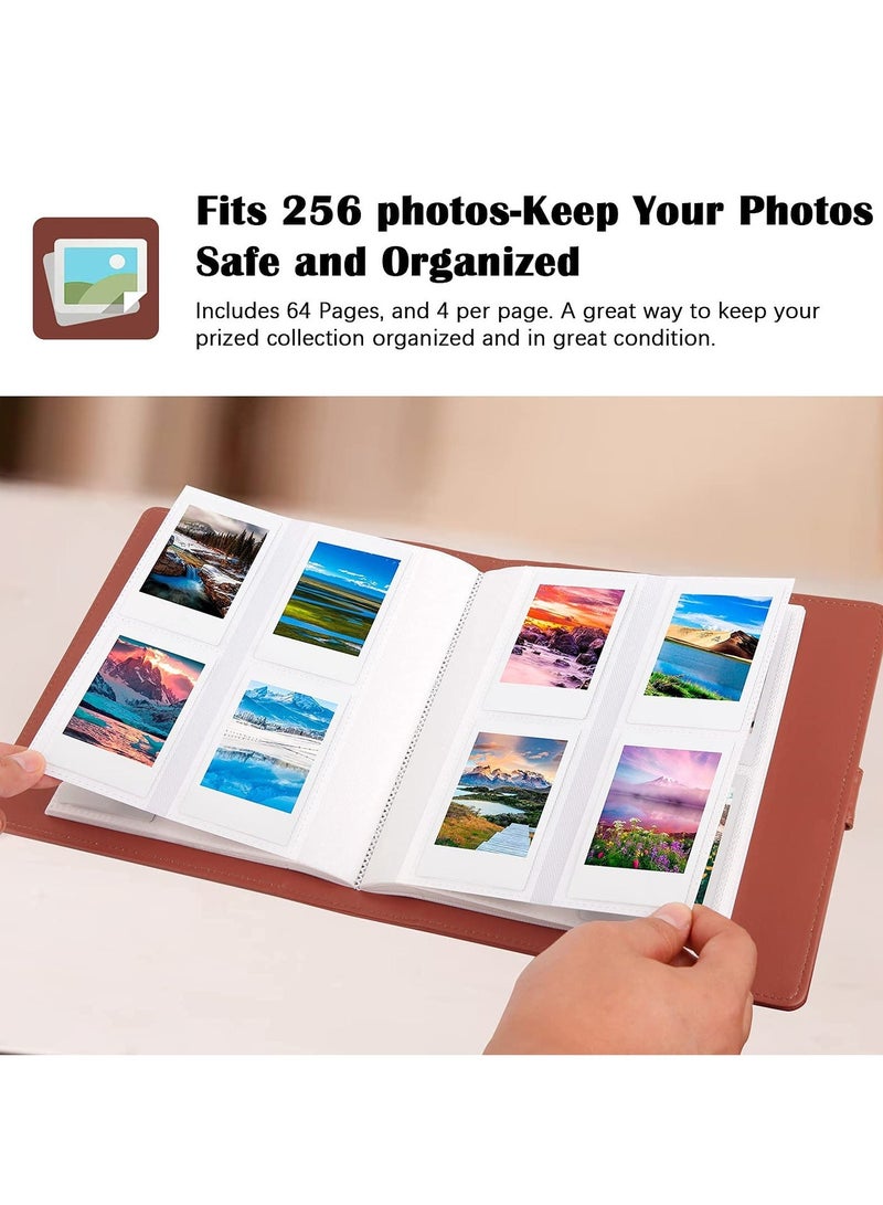 خاجول Moment Mini Book Album 256 Pockets Photo Album for Fujifilm Instax Mini 11 90 70 50S 26 25 9 8+ 8 7S كاميرا فورية براون - Image 4