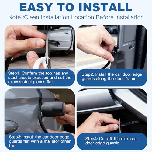 REGUICORP 20Ft (6.1m) Car Door Edge Guards, U-Shaped Black Car Door Protector, Automotive Door Entry Guard Fit for Most Vehicles, Built-in Metal Clips, No Need Adhesive, Easy to Cut - Image 4