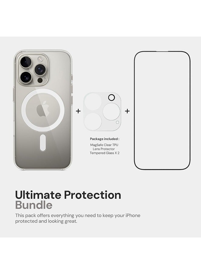 O Ozone 4 in 1 for iPhone 16 Pro Case [Compatible with MagSafe]+Tempered Glass Screen Protectors + Camera Lens Protector, Shockproof Bumper Phone Cover - Image 5