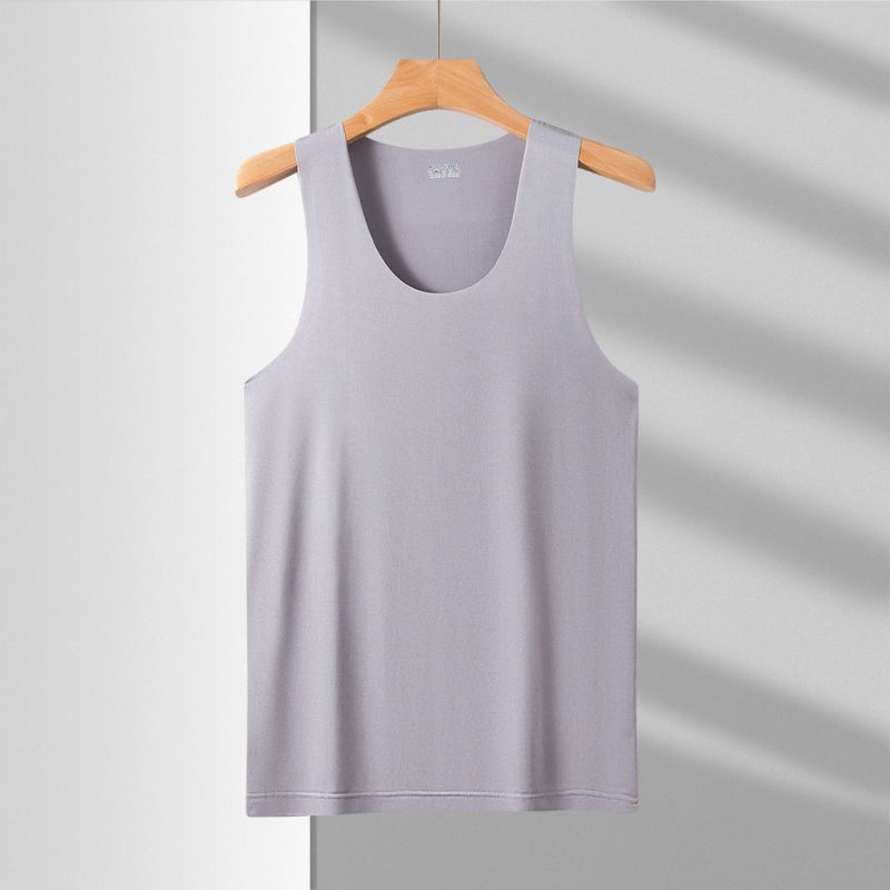 general Men's Ice Silk V-Neck Vest Sleeveless Body Sculpting Fit Summer Slim - Image 1